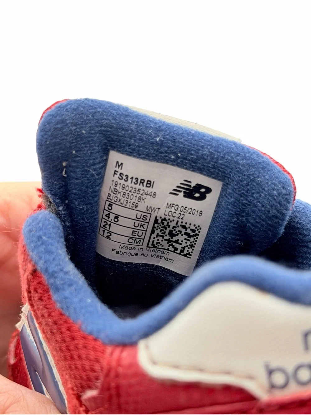 New Balance Kids Red and Navy Velcro 313 Sneakers